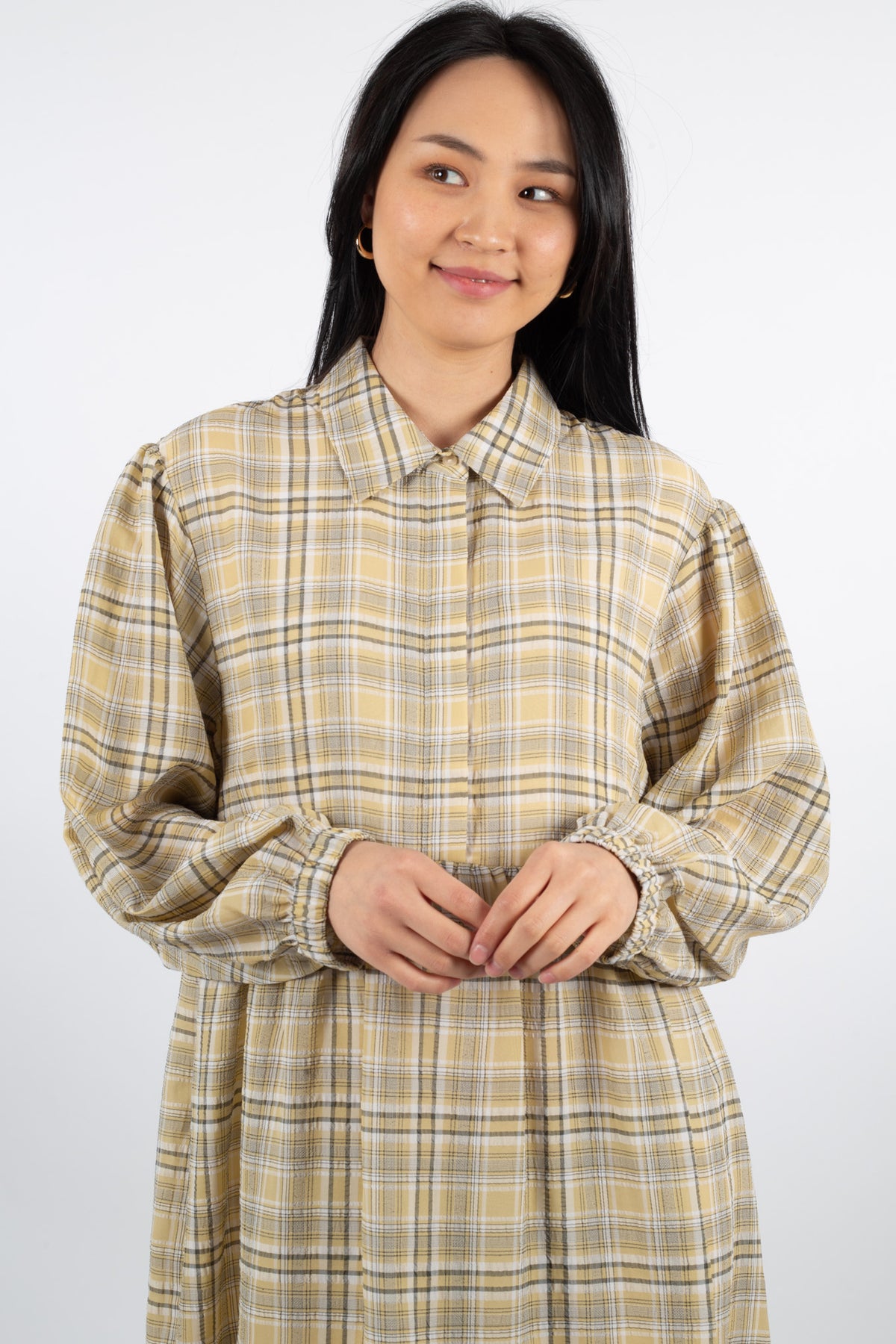 Judith Mini Dress - Yellow Check
