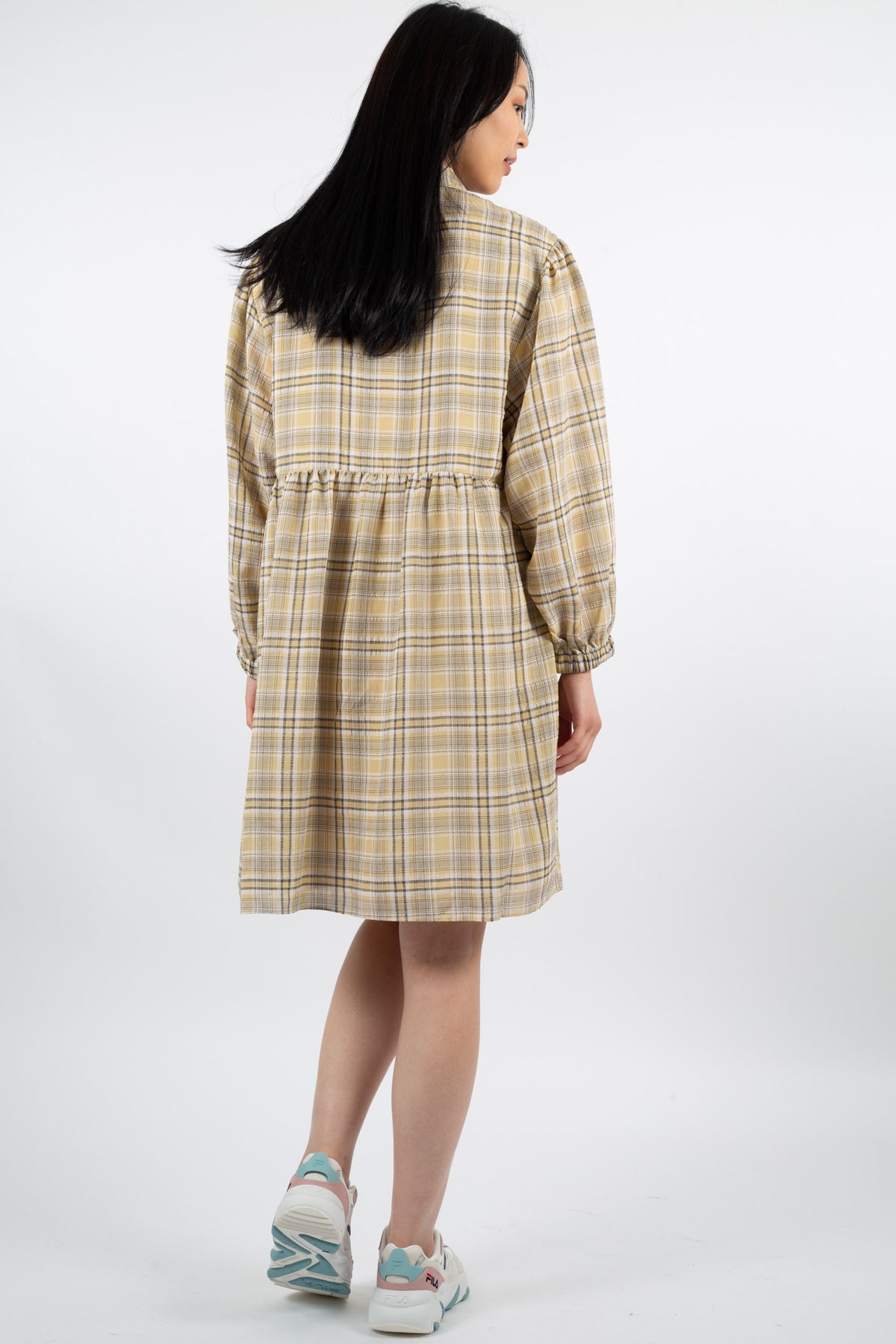 Judith Mini Dress - Yellow Check