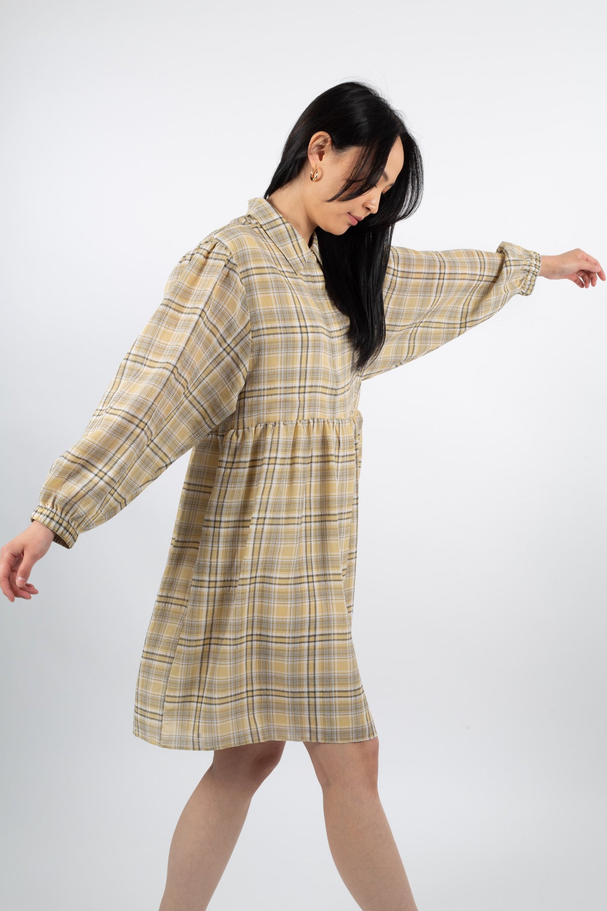 Judith Mini Dress - Yellow Check
