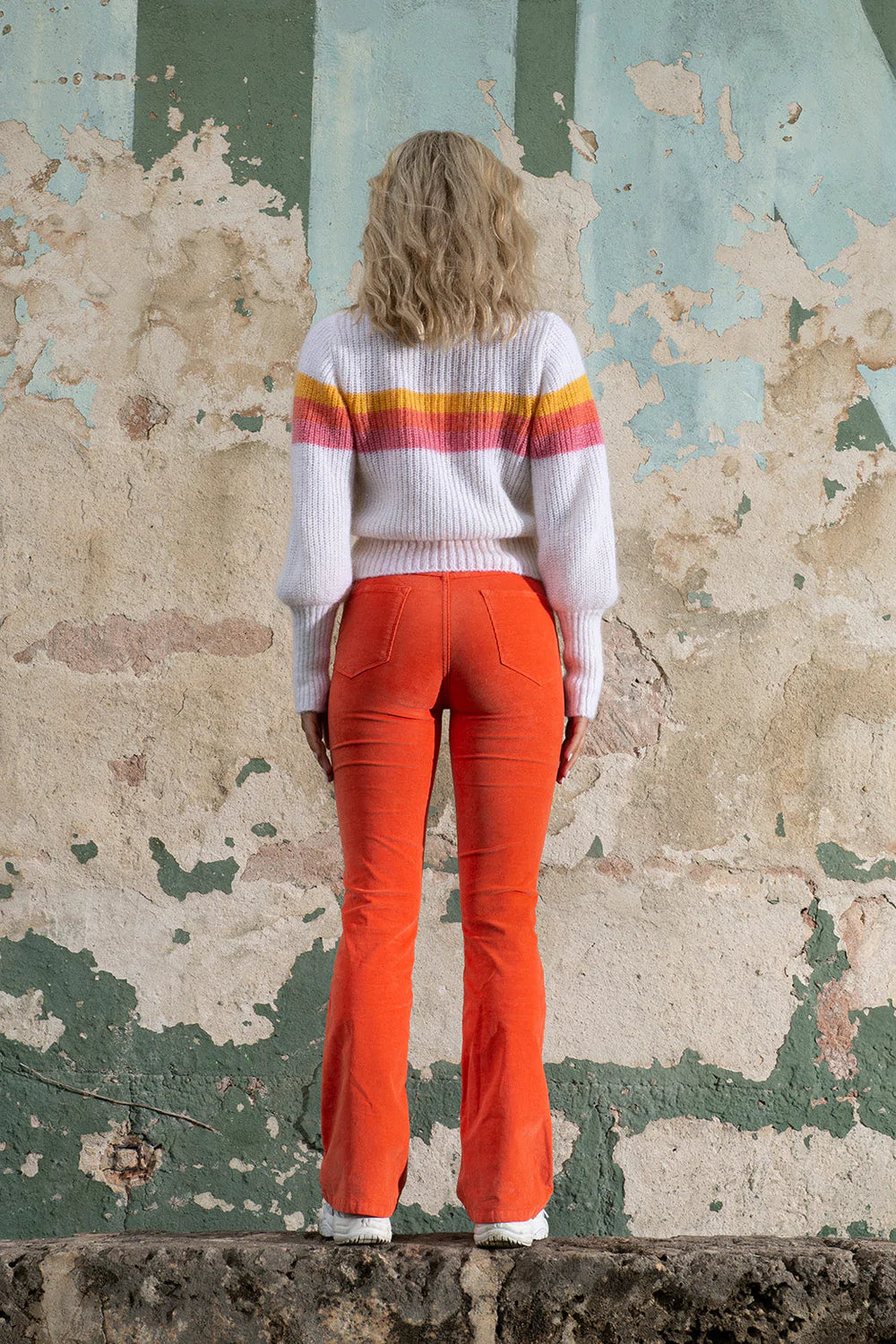 High Rise Flared Cord - Mandarin Red
