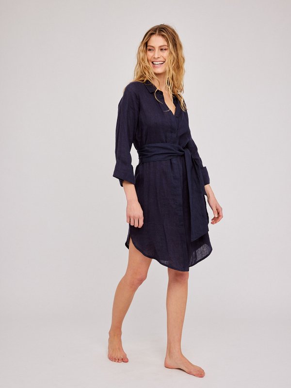 Litania Linen Dress - Navy