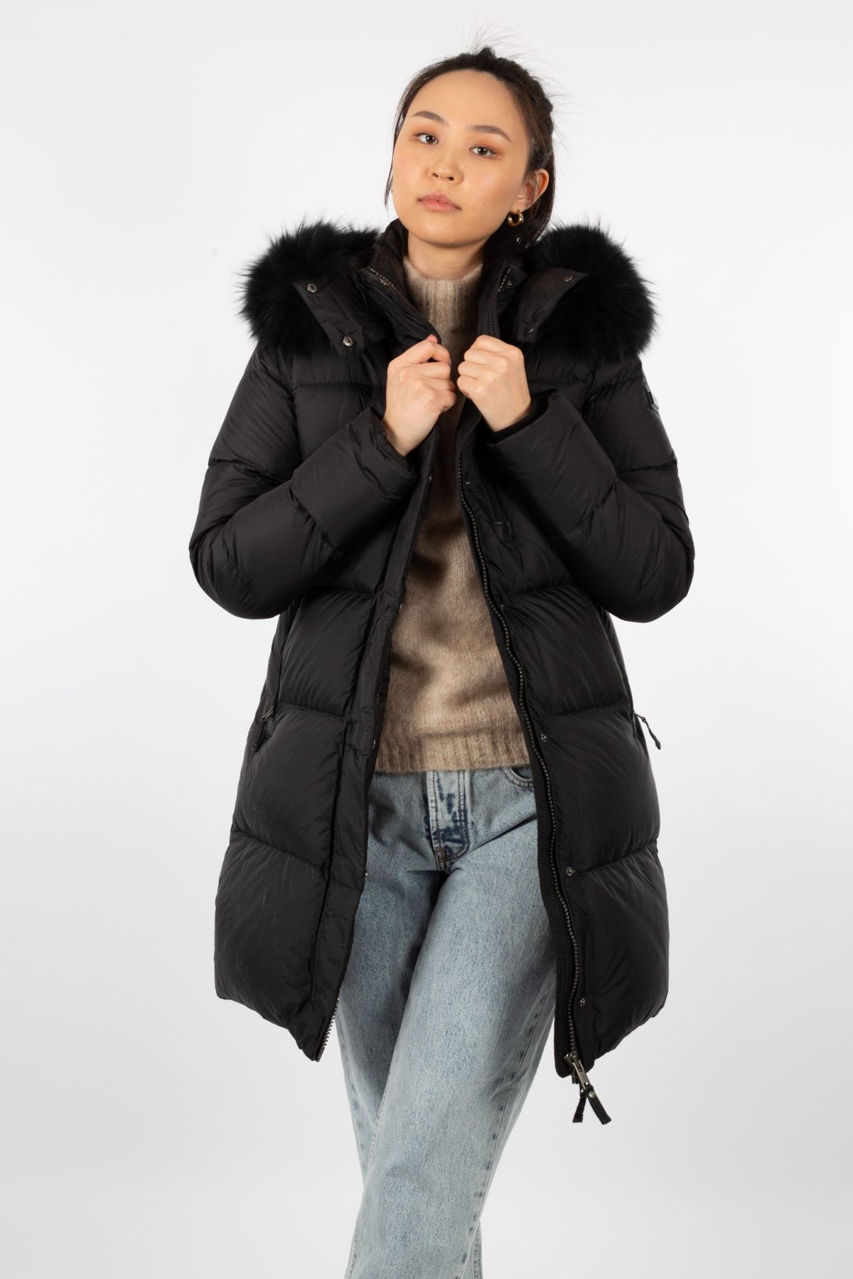 Stella Long Puffer - Black Fade