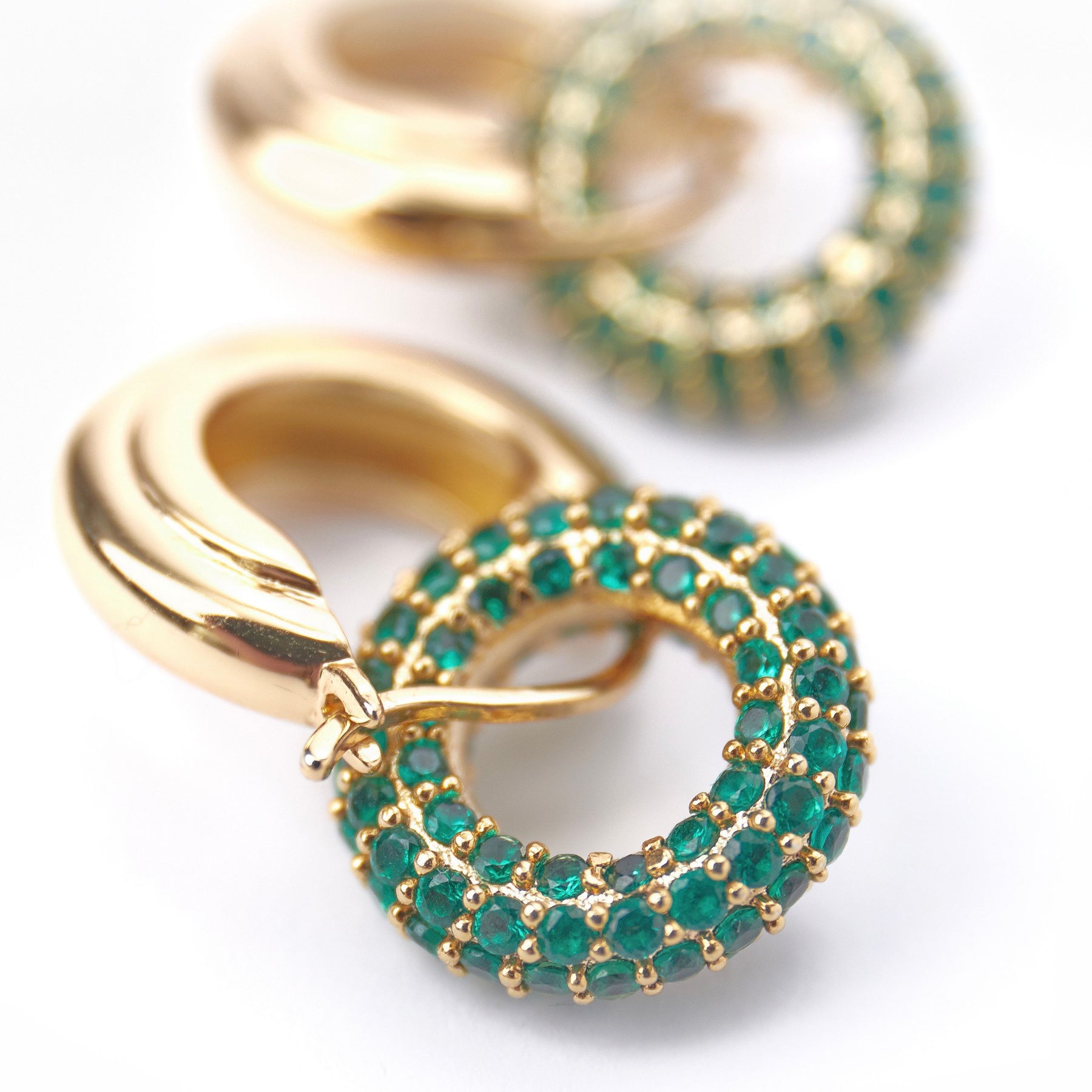 Pave Interlocking Doughnut Hoop Earrings EMD - Gold