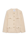Janet Jacket - Cream And Peach Houndstooth