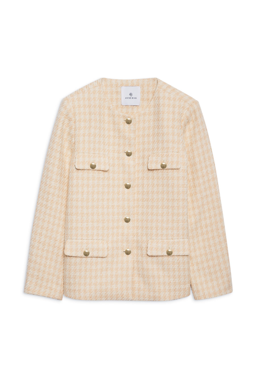 Janet Jacket - Cream And Peach Houndstooth