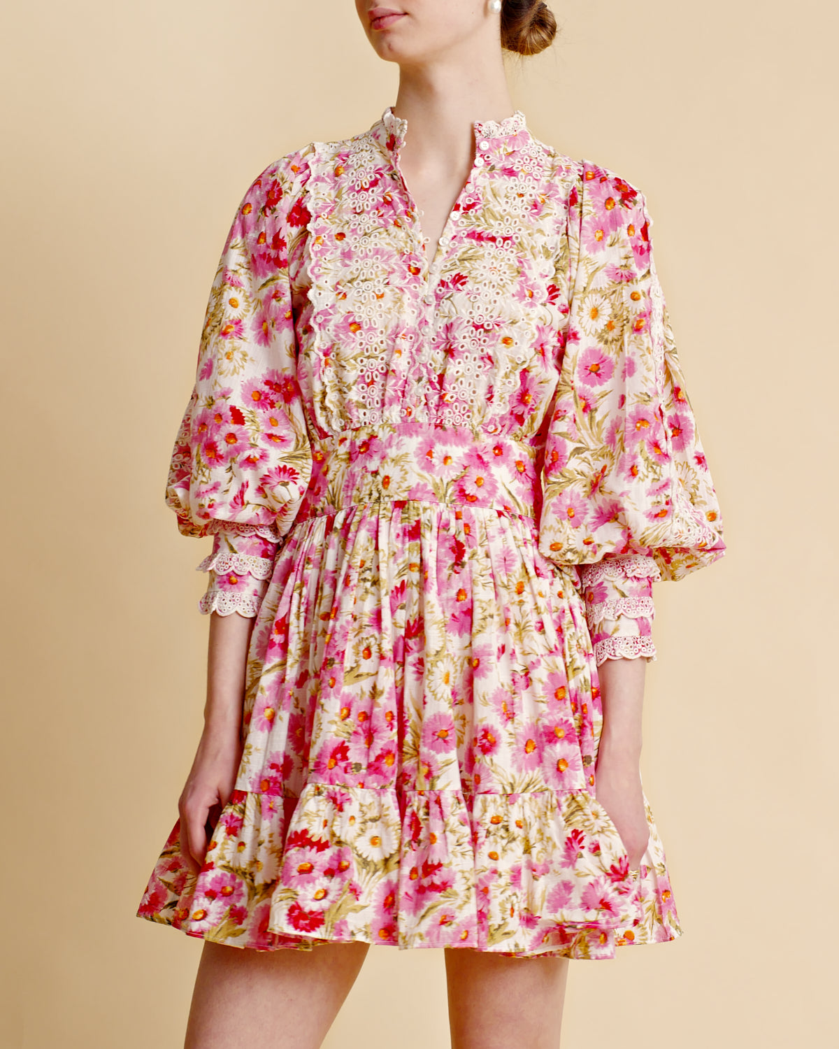 Cotton Slub Mini Dress - Daisy Garden