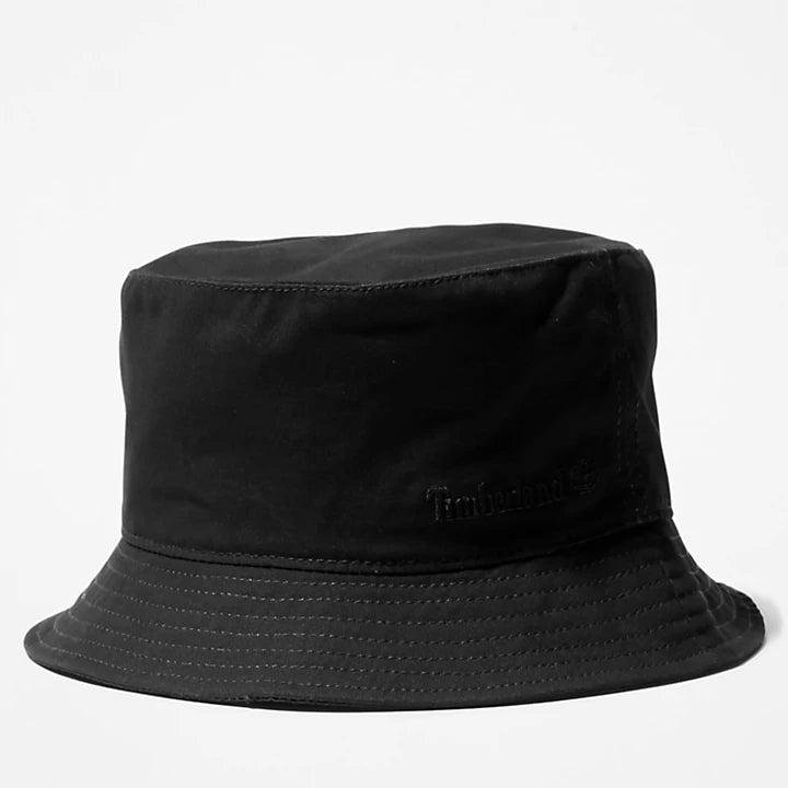 Peached Cotton Canvas Bucket Hat - Black