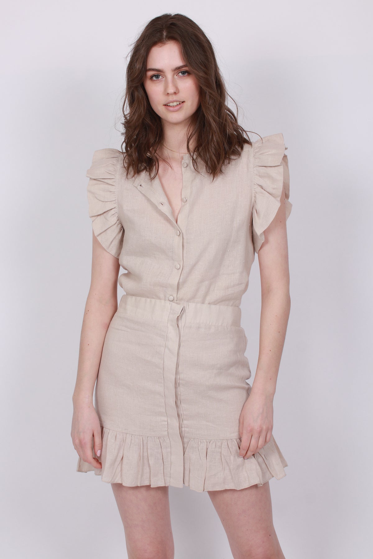 Hana Linen Skirt - Beige - Ella & il - Skjørt - VILLOID.no