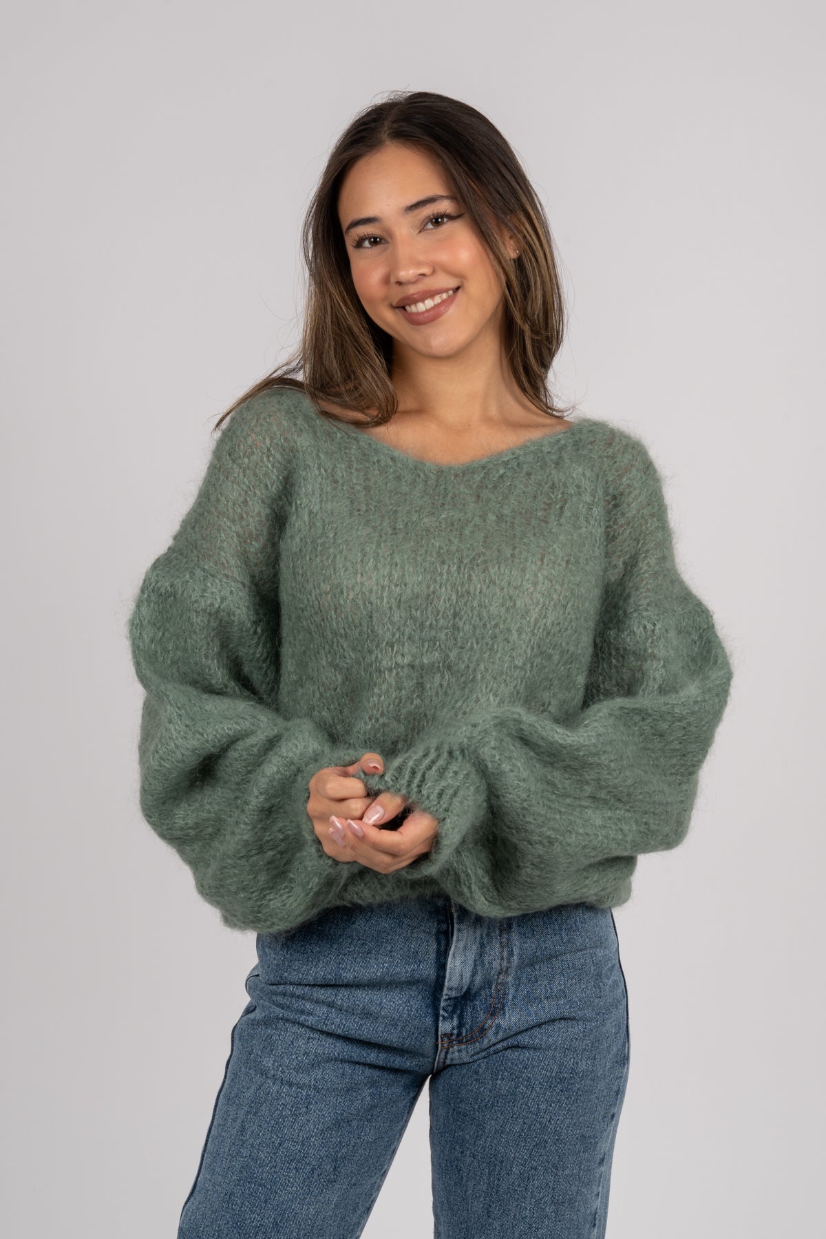 Milana LS Mohair Knit - Dusty Green
