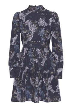 Laila Cotton Bow Dress - Violet Big Flower