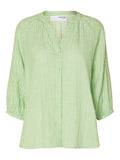 Alberta 3/4 Stripe Skjorta - Snow White/Classic Green
