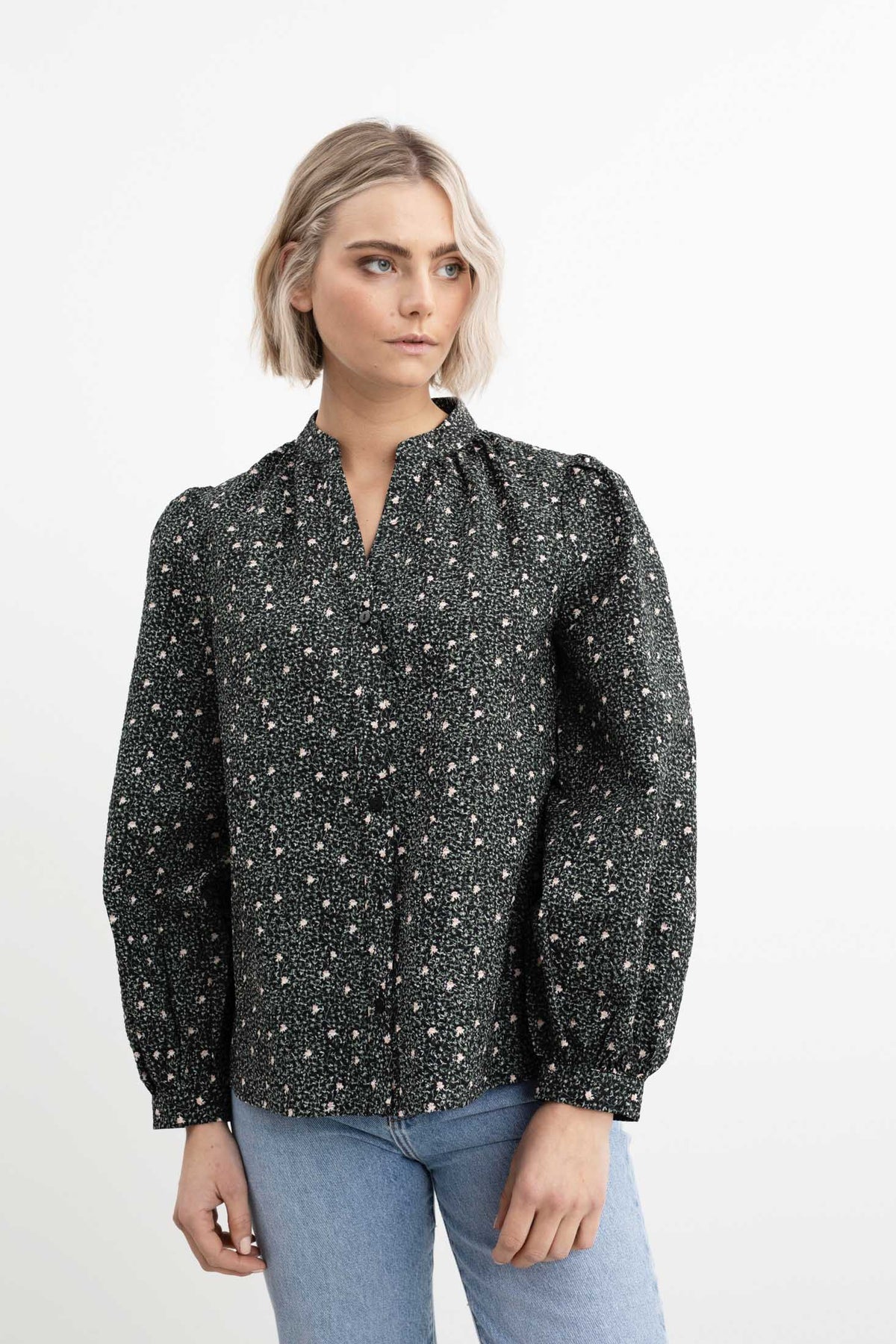 Amalfi Crepe Blouse - Black Amber