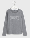 Arch Logo LS T-shirt - Grey Melange - GANT - T-skjorter & Topper - VILLOID.no