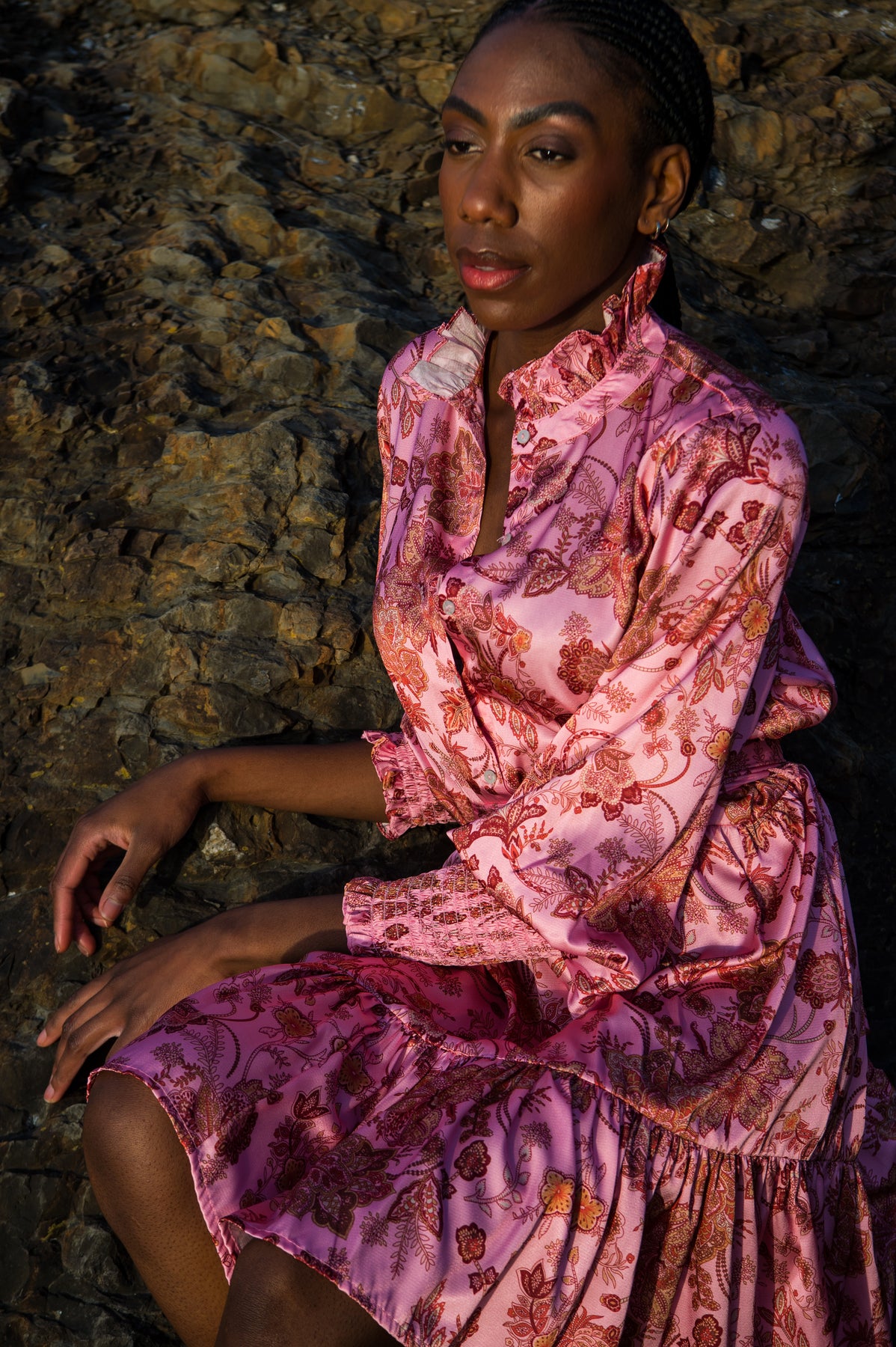Saga Wide Dress - Pink Paisley