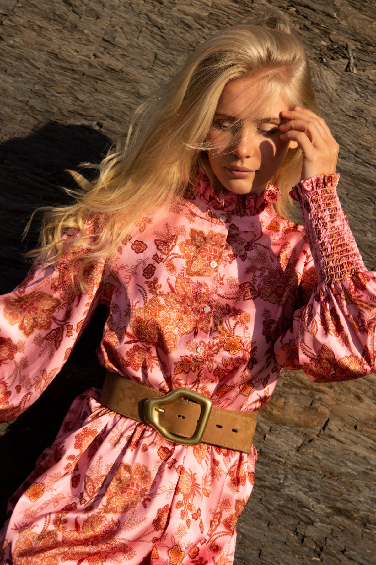 Saga Wide Dress - Pink Paisley