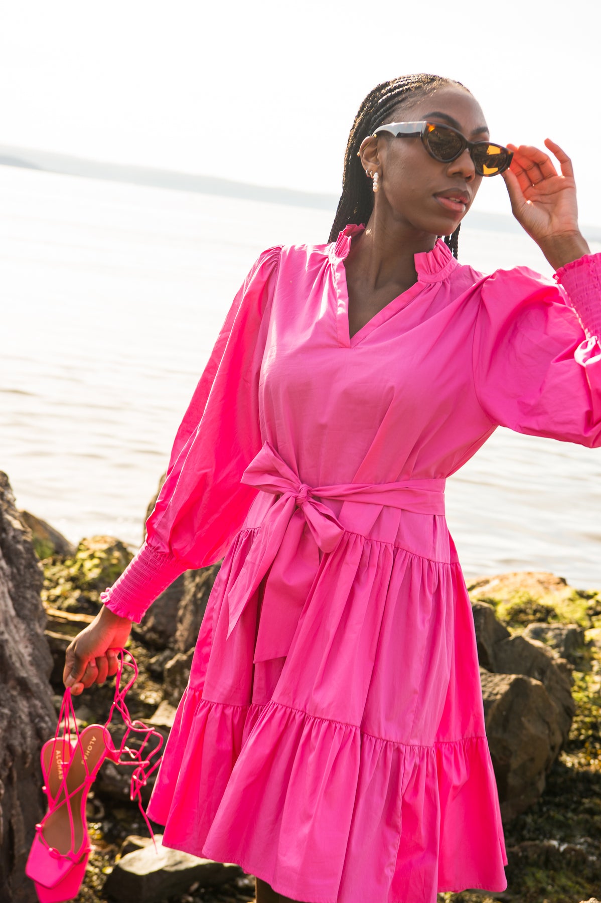 Delphine Poplin Dress - Pink