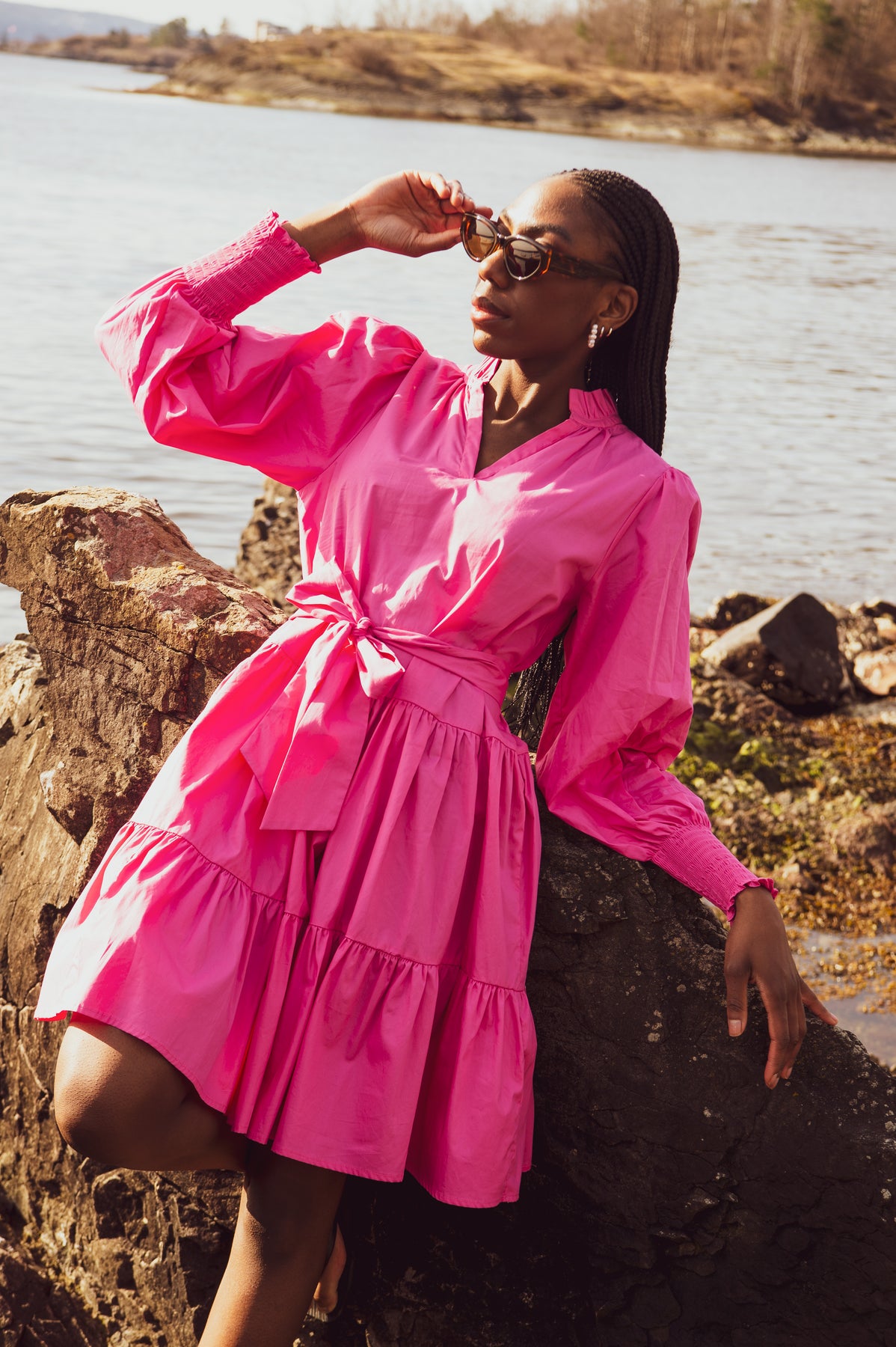 Delphine Poplin Dress - Pink