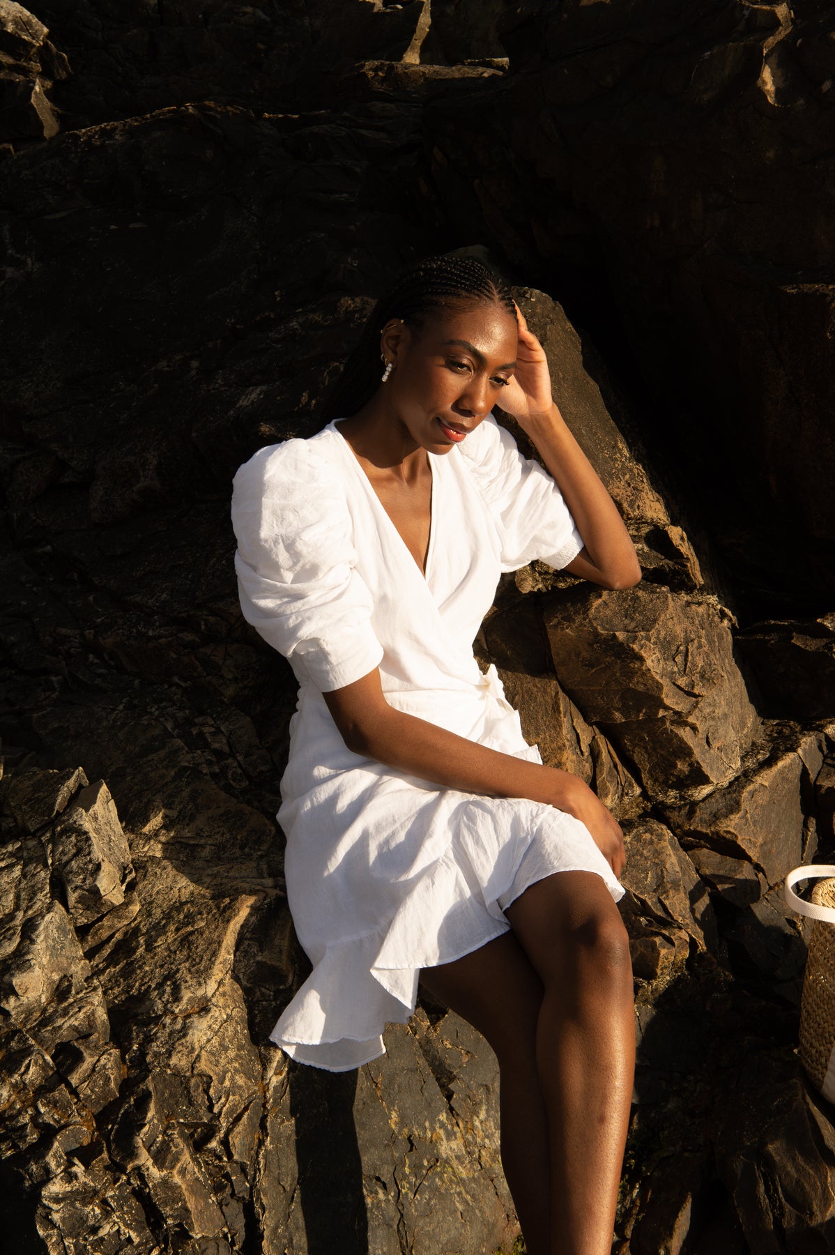 Valkyrie Linen Dress - White