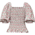 Rikka Top - White With Rose Flowers
