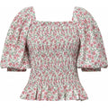 Rikka Top - White With Rose Flowers