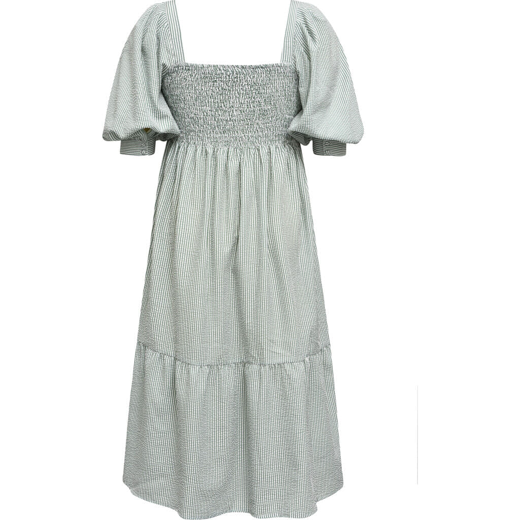 Cheri Stripe Dress - Green/White