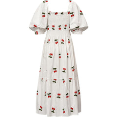 Cheri Fruit Dress - White With Cherry
