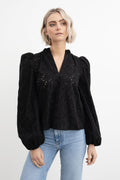 Karro Blouse - Black Flower Lace