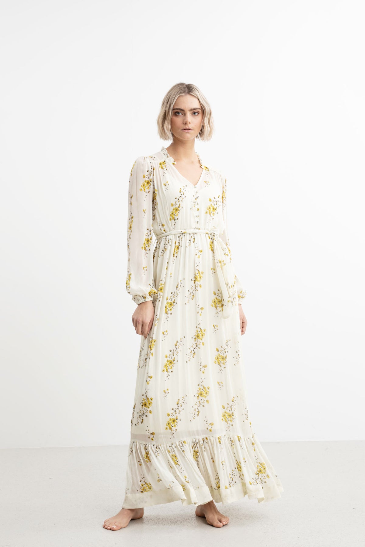 Atina Dress - Yellow Ornament