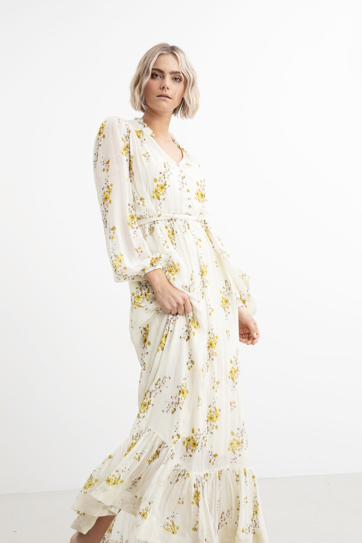 Atina Dress - Yellow Ornament