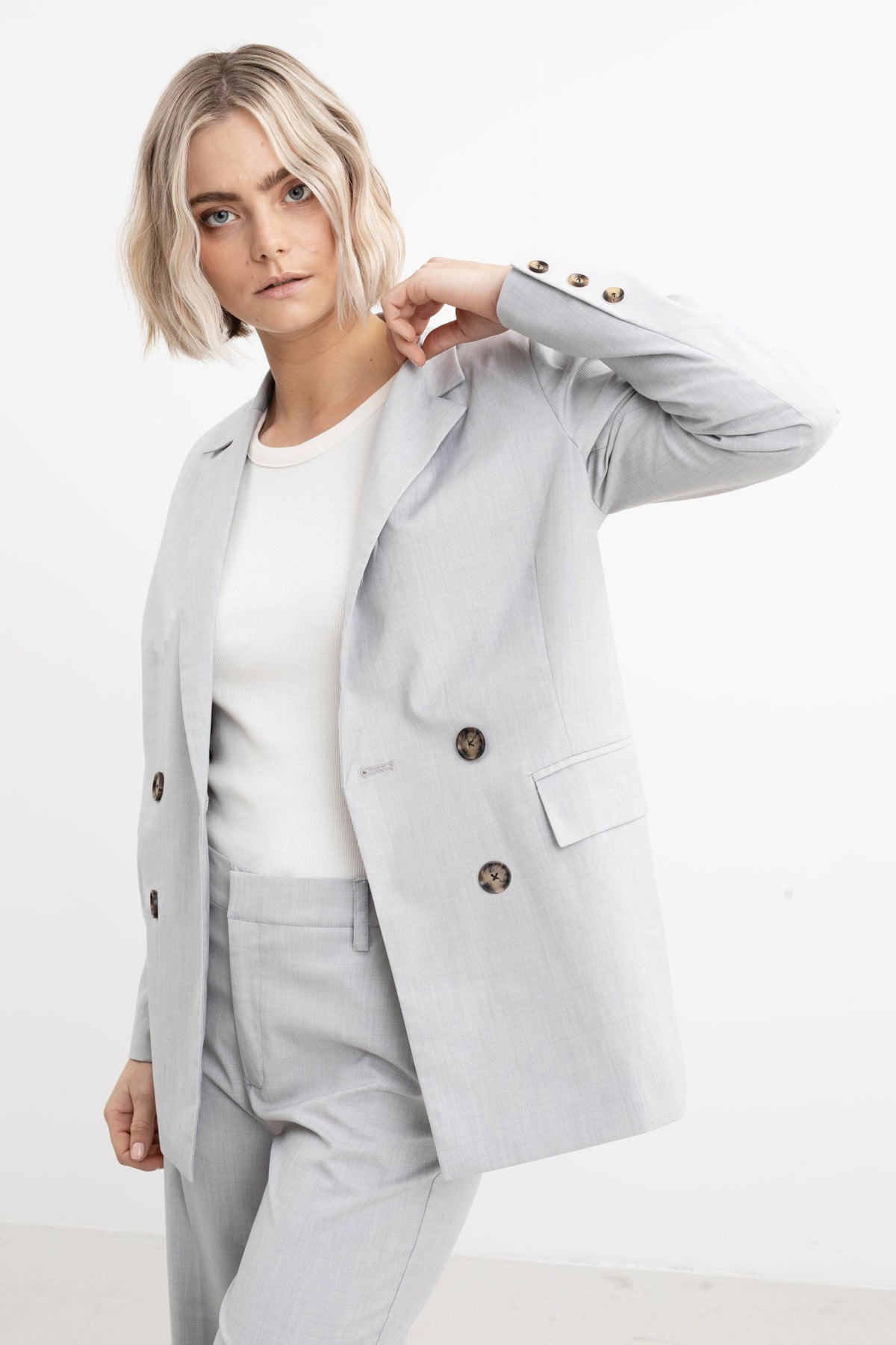 Cindy Blazer - Dusty Blue Melange