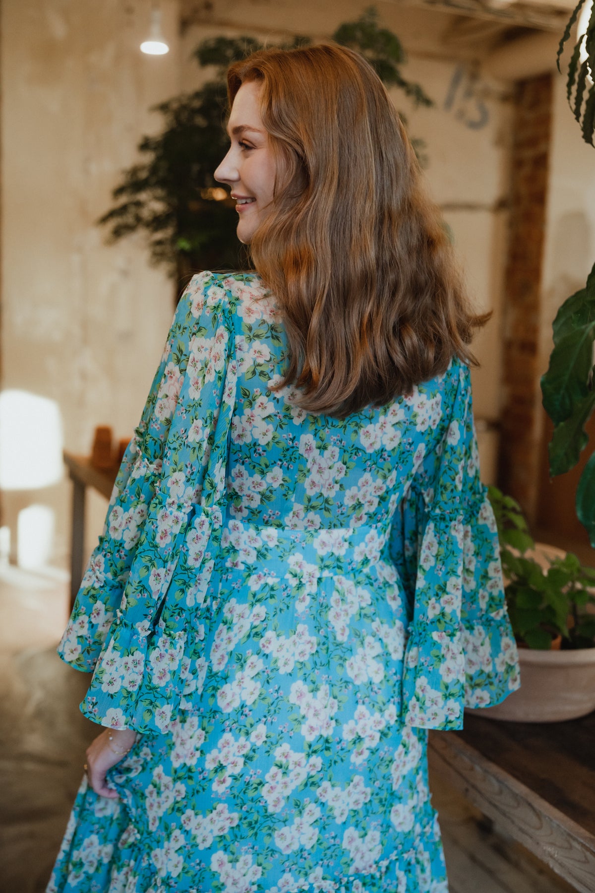 Chiffon V-Neck Dress - New York Blossom