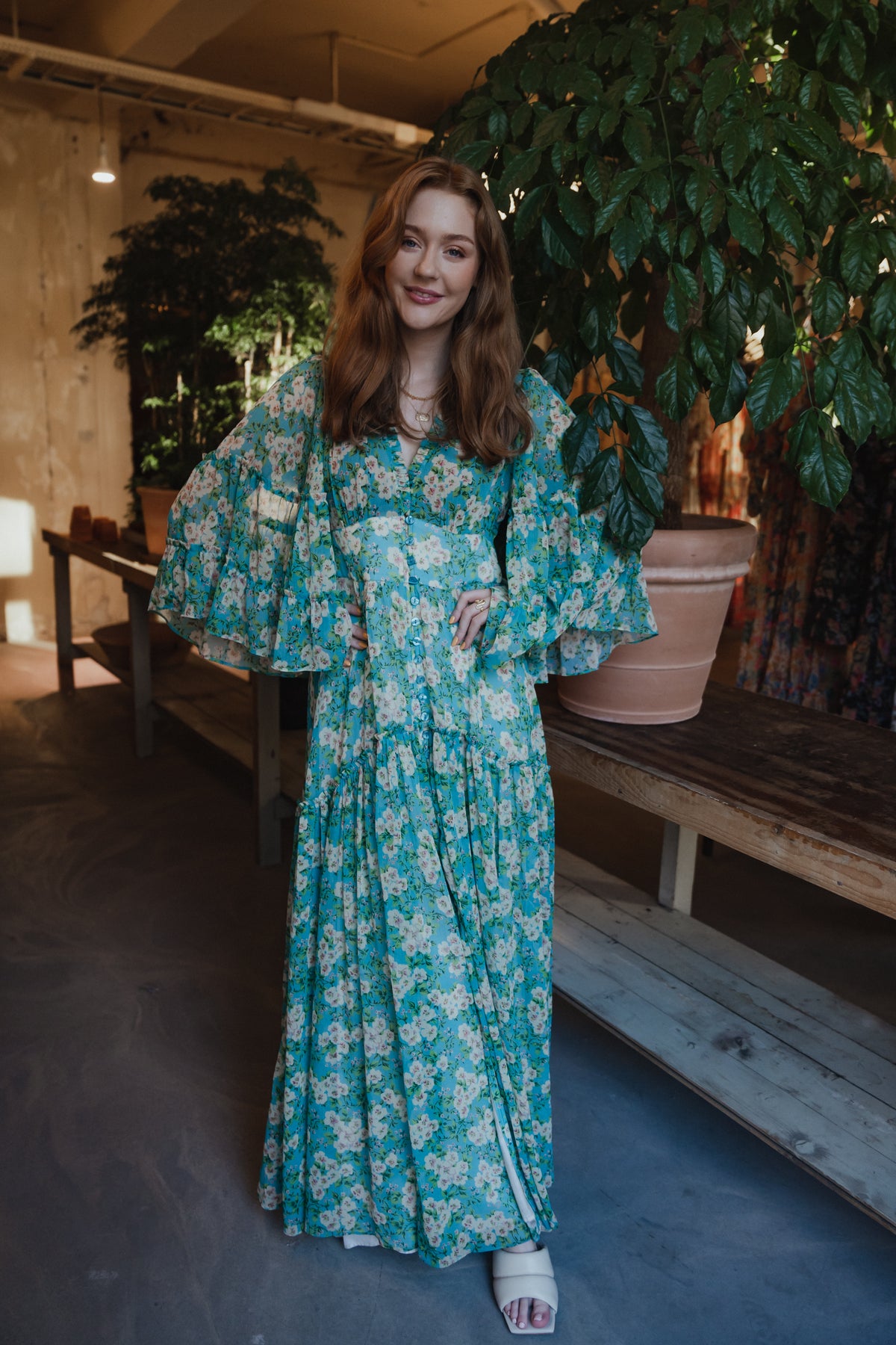 Chiffon V-Neck Dress - New York Blossom