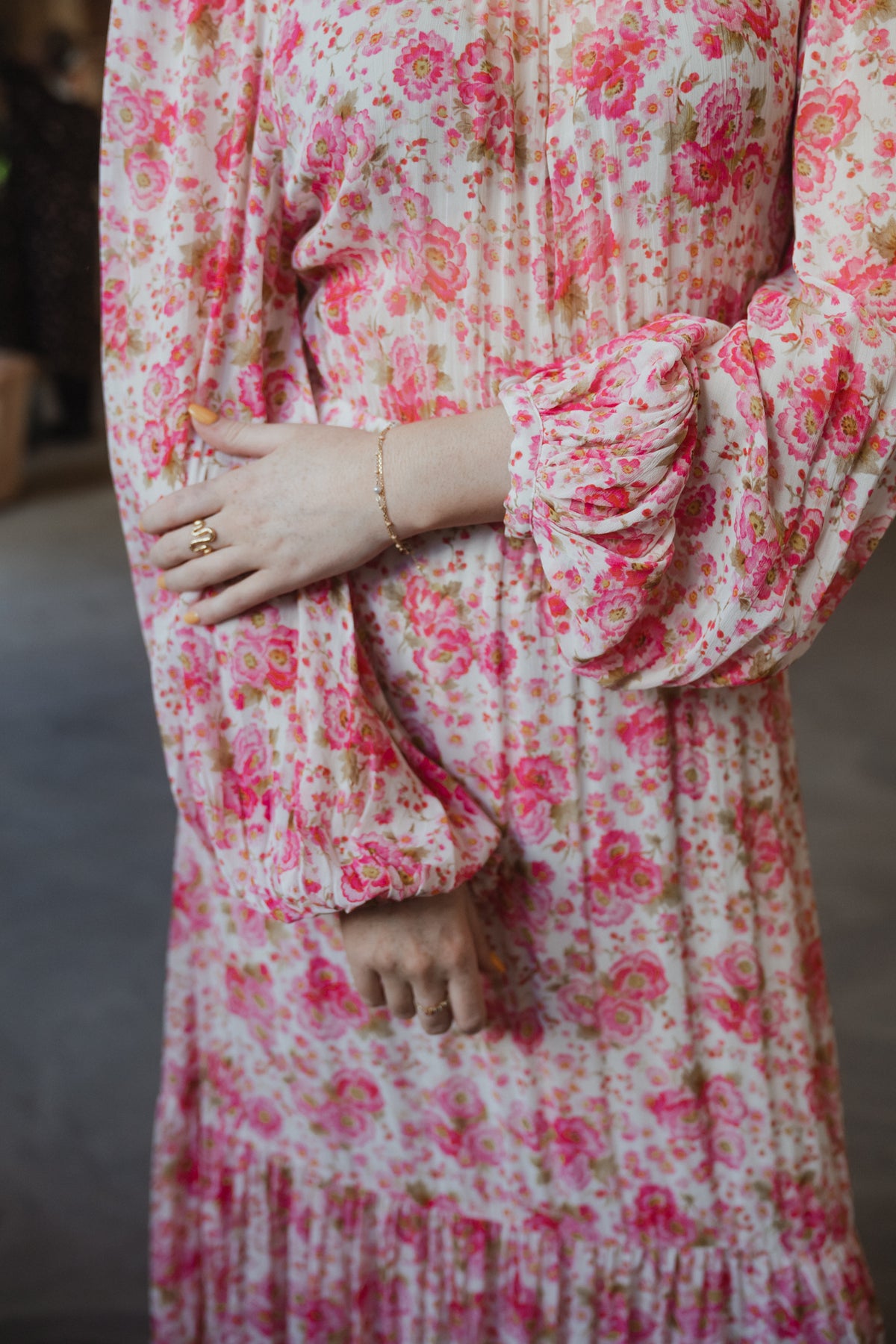 Georgette Open Back Dress - Pink Blossom