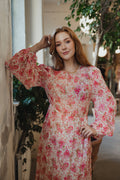 Georgette Open Back Dress - Pink Blossom