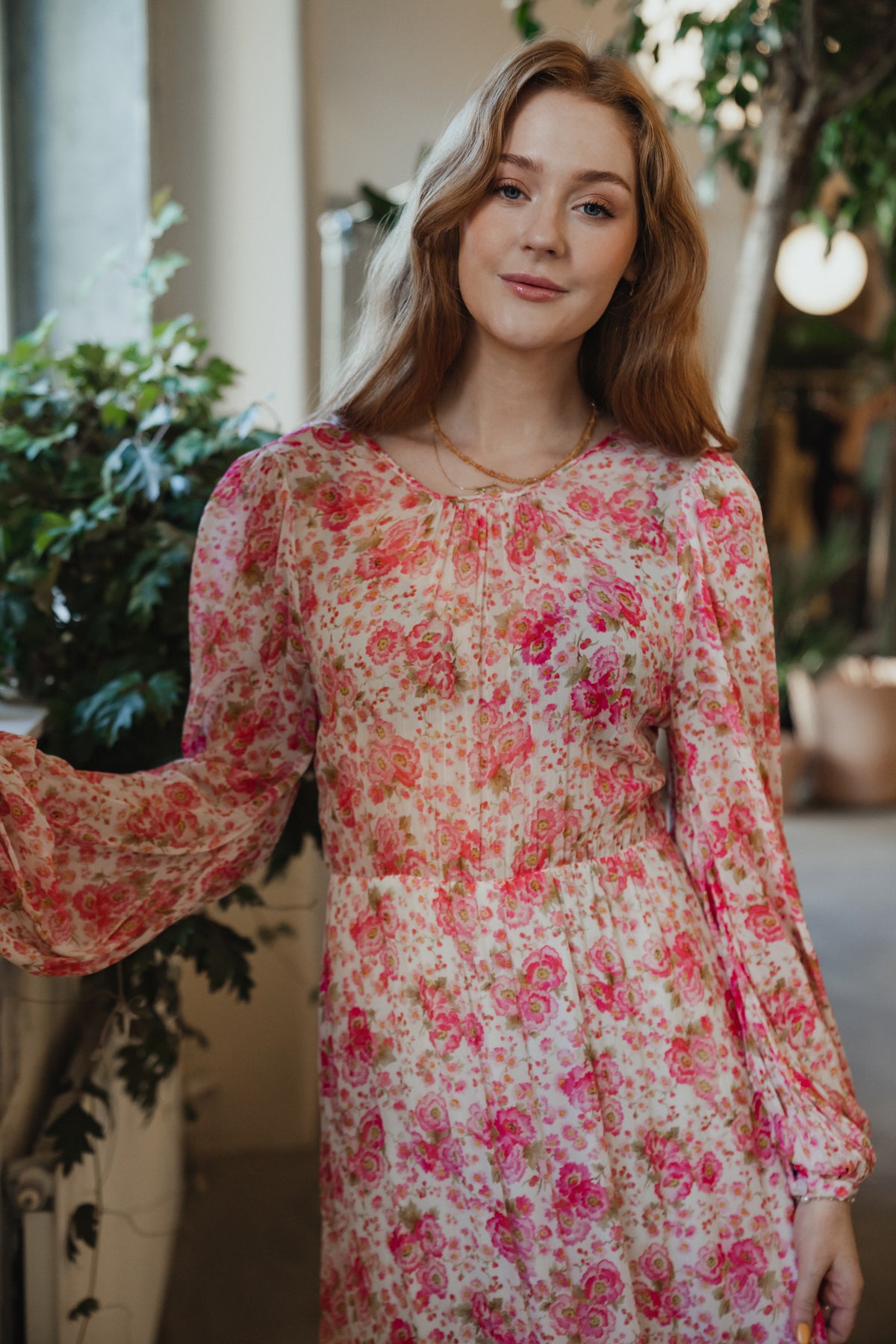 Georgette Open Back Dress - Pink Blossom