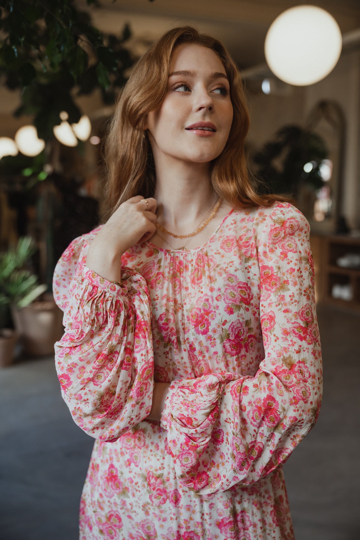 Georgette Open Back Dress - Pink Blossom