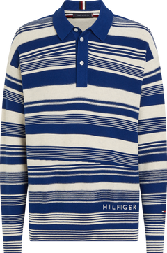 Crafted Stripe Ls Polo - Ultra Blue/ Weathered White