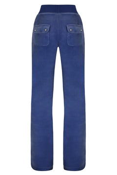Del Ray Classic Velour Pant Pocket - Grey Blue