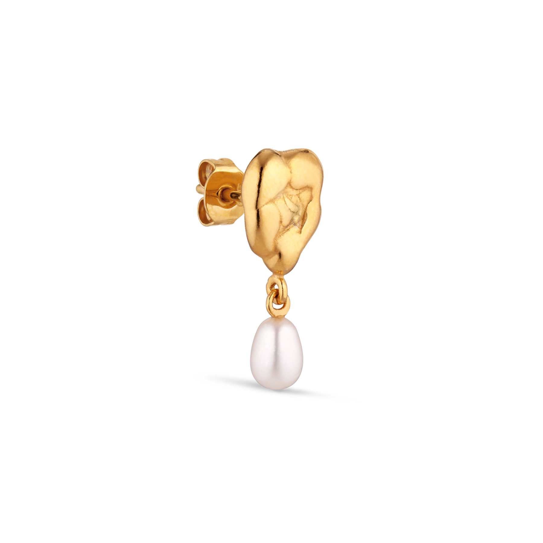 Drippy Earstud With Pearl Pendant - Gold