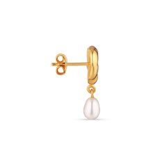 Drippy Earstud With Pearl Pendant - Gold