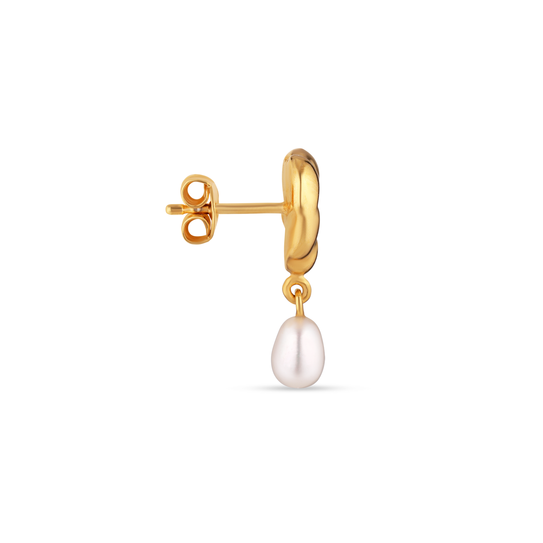 Drippy Earstud With Pearl Pendant - Gold