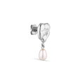 Drippy Earstud With Pearl Pendant - Silver