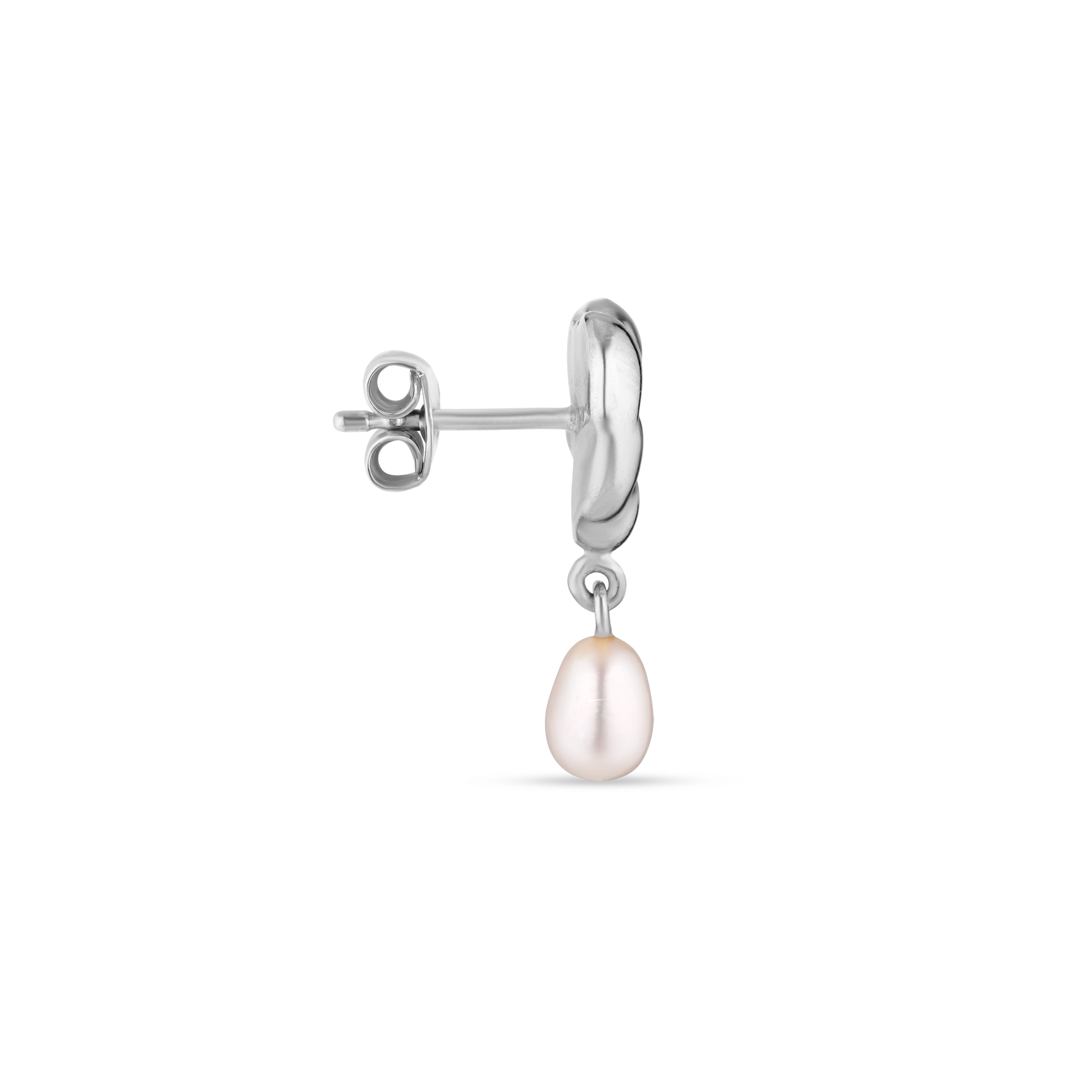 Drippy Earstud With Pearl Pendant - Silver