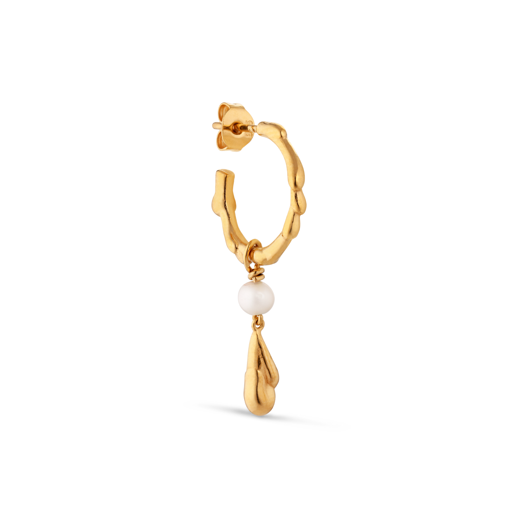 Drippy Hoop With Pearl Drop - Gold