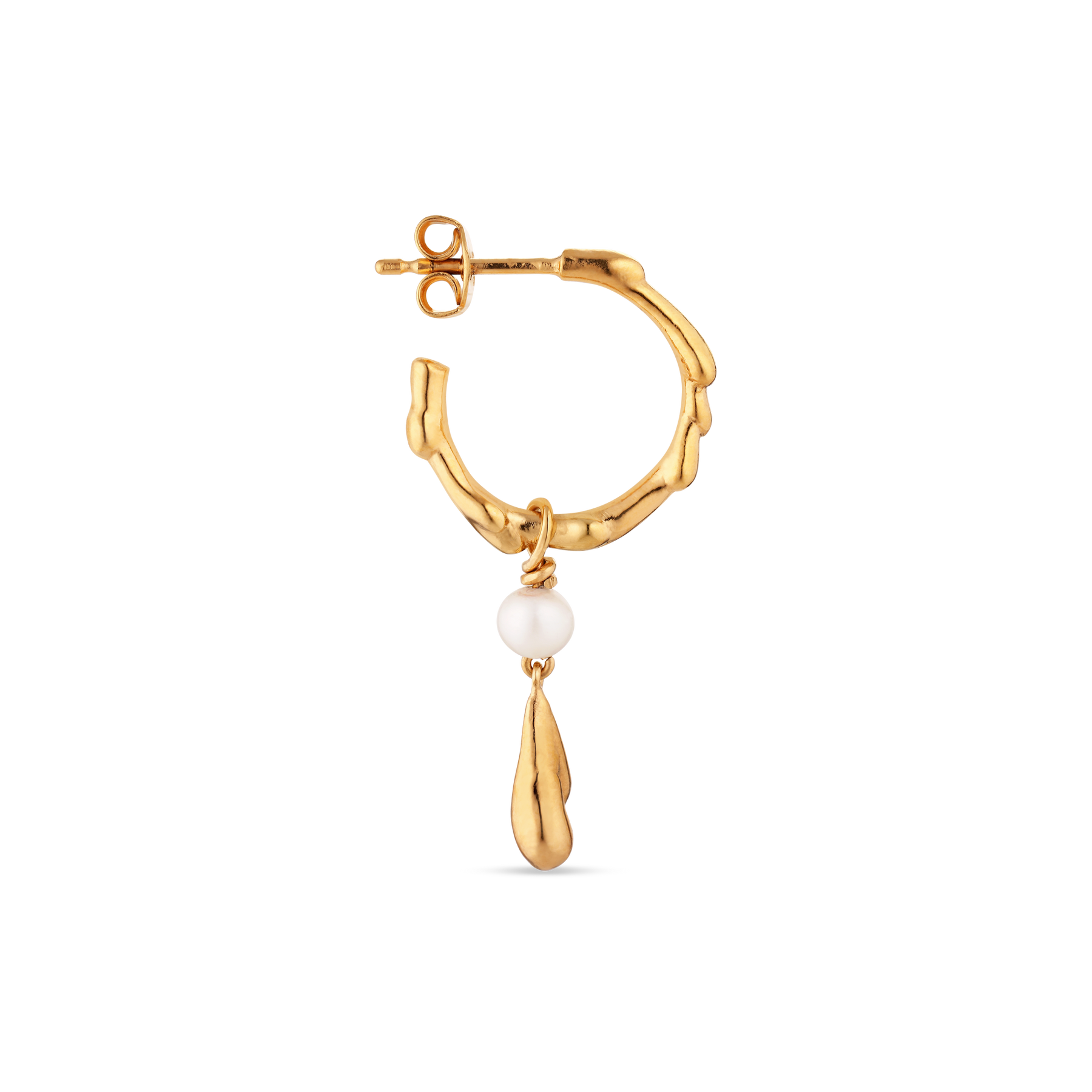 Drippy Hoop With Pearl Drop - Gold