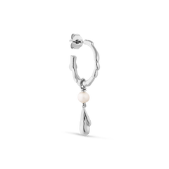 Drippy Hoop With Pearl Drop - Silver