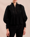Cotton Slub Blouse - Black