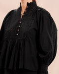 Cotton Slub Blouse - Black