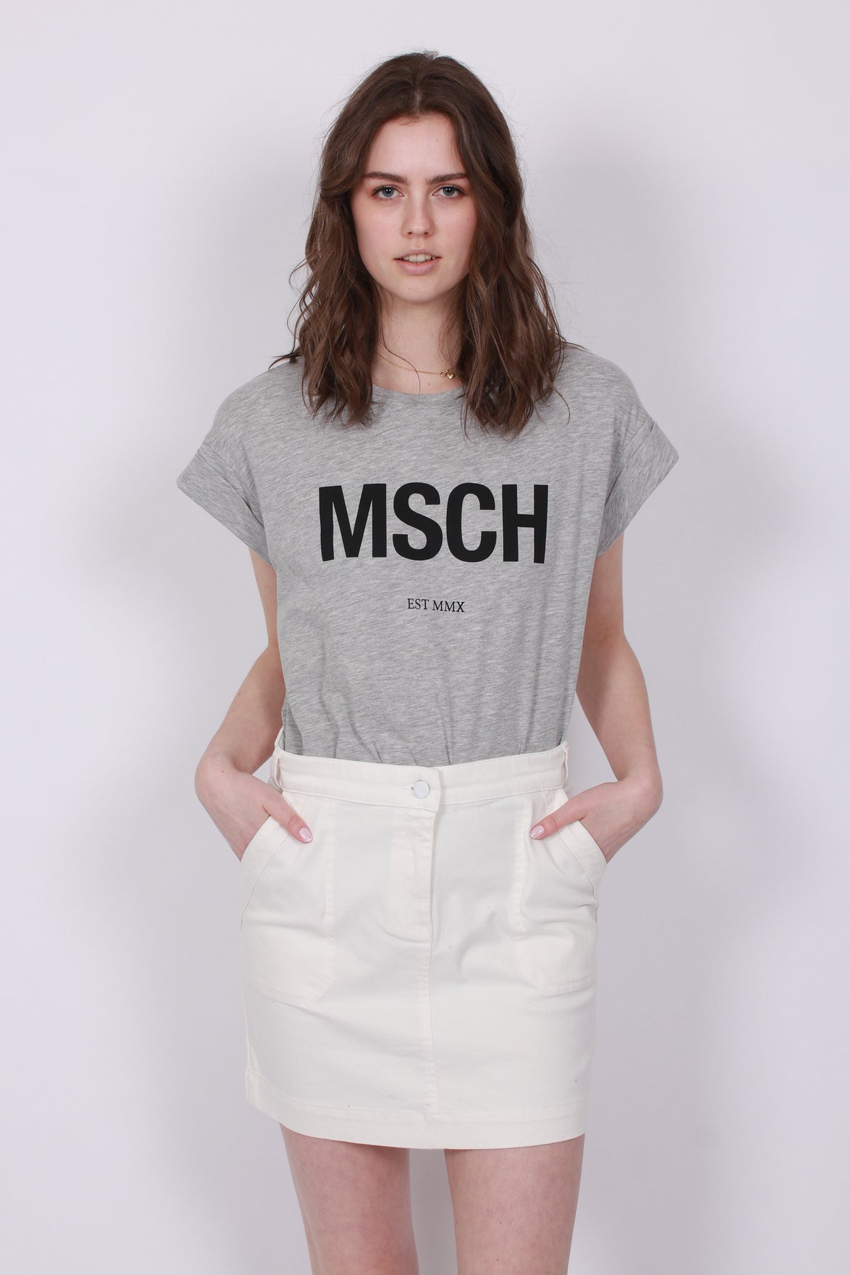 Alva MSCH STD Tee - LGM/Black - Moss Copenhagen - T-skjorter & Topper - VILLOID.no