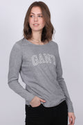 Arch Logo LS T-shirt - Grey Melange - GANT - T-skjorter & Topper - VILLOID.no